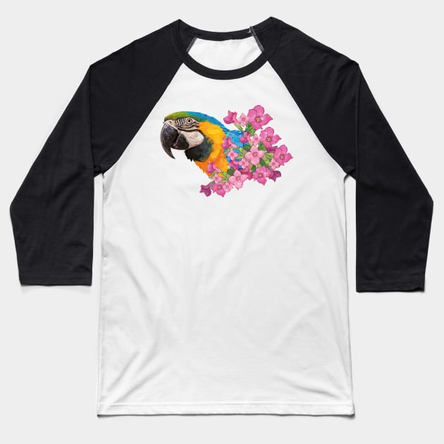 Blue and yellow macaw Baseball T-Shirt by obscurite